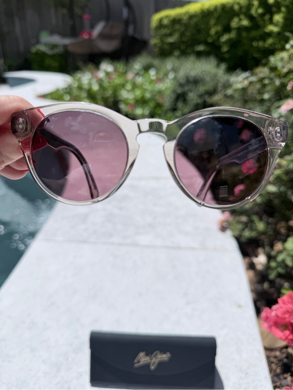 Maui Jim Dragonfly Transparent Frame Sunglasses with Rose-Tinted Lenses - Picture 6 of 6